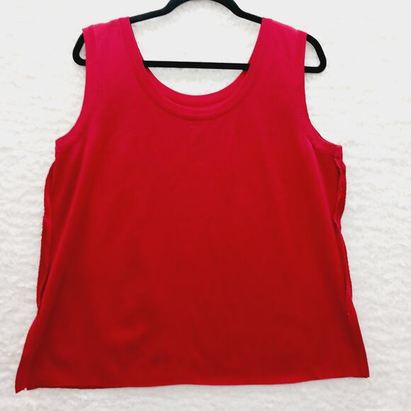 Tank Top Size XL Christmas Red Knit Minimalist Quiet Luxury Capsule Wardrobe - Picture 8 of 11